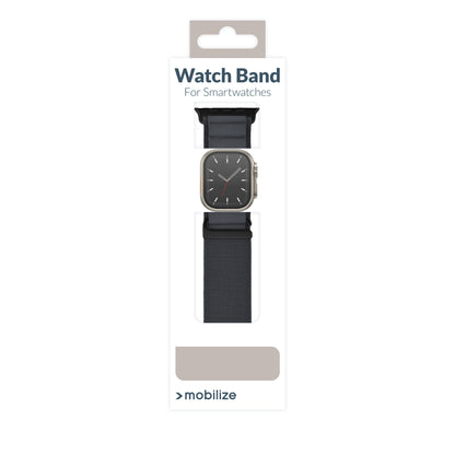 Mobilize Nylon Watch Band - Alpine - Black Connector - For Apple 38/40/41Mm - Dark Grey