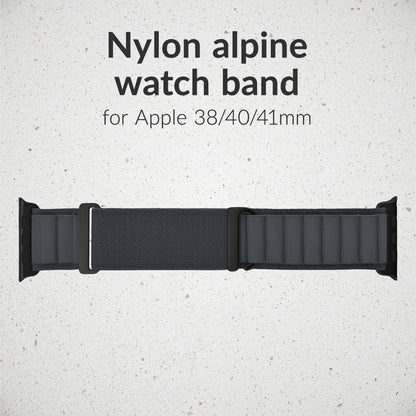 Mobilize Nylon Watch Band - Alpine - Black Connector - For Apple 38/40/41Mm - Dark Grey