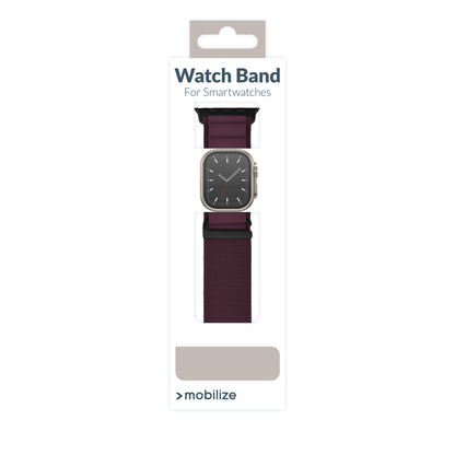 Mobilize Nylon Watch Band - Alpine - Black Connector - For Apple 42/44/45/49Mm - Bordeaux