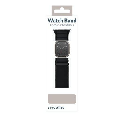 Mobilize Nylon Watch Band - Alpine - Black Connector - For Apple 38/40/41Mm - Black