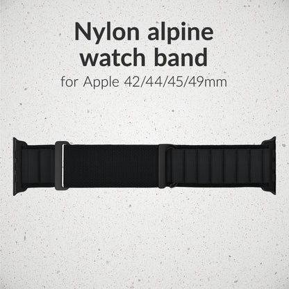Mobilize Nylon Watch Band - Alpine - Black Connector - For Apple 42/44/45/49Mm - Black