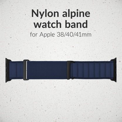 Mobilize Nylon Watch Band - Alpine - Black Connector - For Apple 38/40/41Mm - Blue