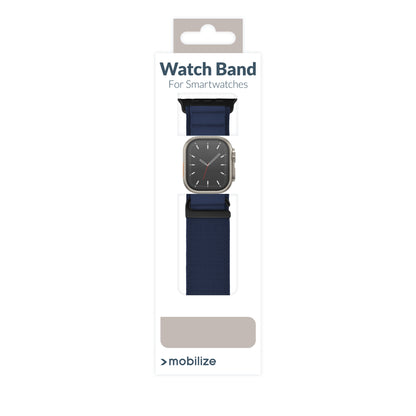 Mobilize Nylon Watch Band - Alpine - Black Connector - For Apple 42/44/45/49Mm - Blue