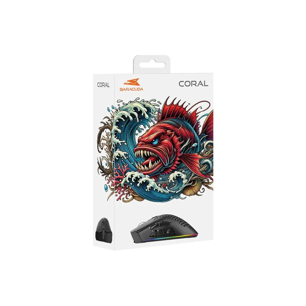 Baracuda CORAL RGB | Bedrade Gaming Muis | USB-A | 12800 DPI | Zwart - Essentify