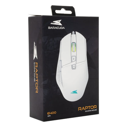 Baracuda RAPTOR RGB | Bedrade Gaming Muis | USB-A | 6400 DPI | Wit - Essentify