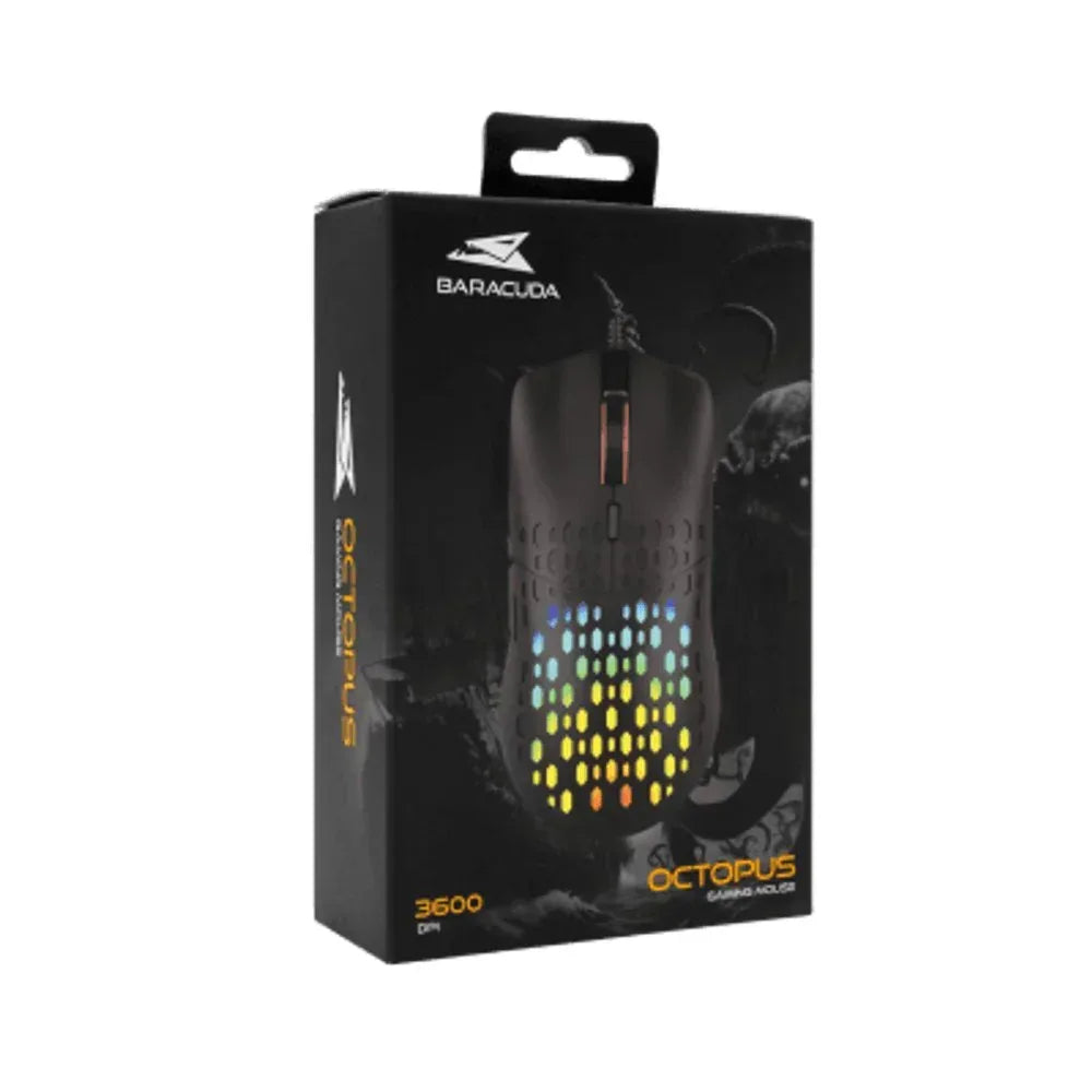 Baracuda OCTOPUS RGB | Bekabelde Gaming Muis | Rechtshandig | USB-A | 3600 DPI | Zwart - Essentify