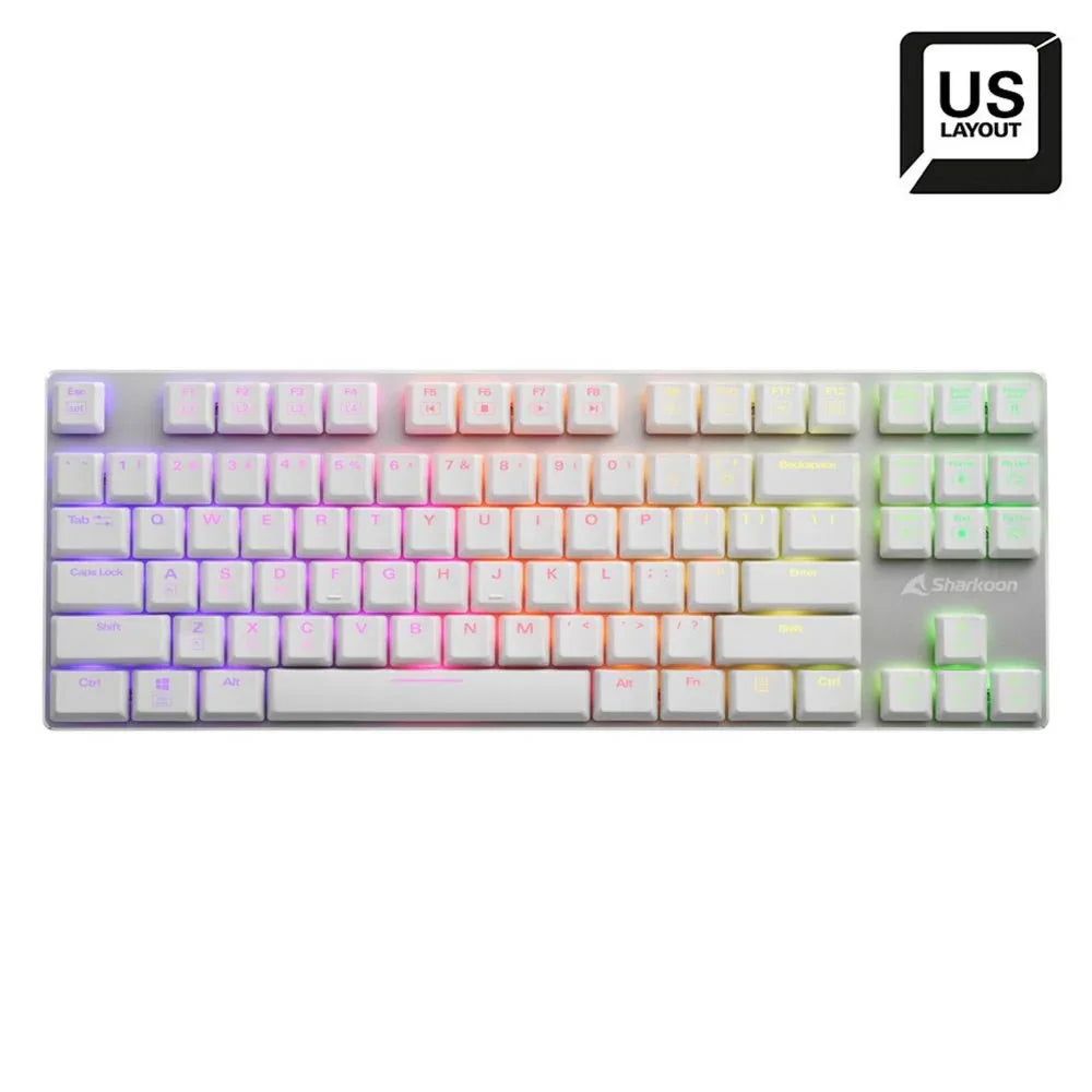 Sharkoon PureWriter TKL RGB Wit | Bedraad Toetsenbord | QWERTY US - Essentify