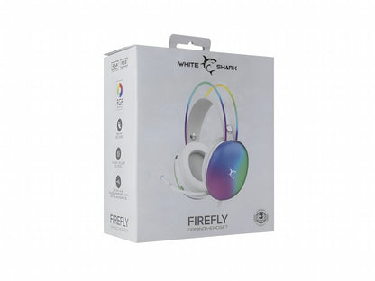 White Shark Firefly RGB | On-Ear Gaming Headset | 3,5mm Connector & USB-A | Wit