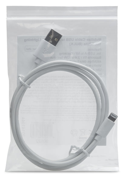 Mobilize Bulk Mobilize Cable Usb To Apple Mfi Lightning 1M. 12W White (Bulk)