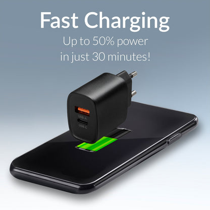 Mobilize Bulk Mobilize Wall Charger Usb-C + Usb 25W With Pd/Pps Black (Bulk)