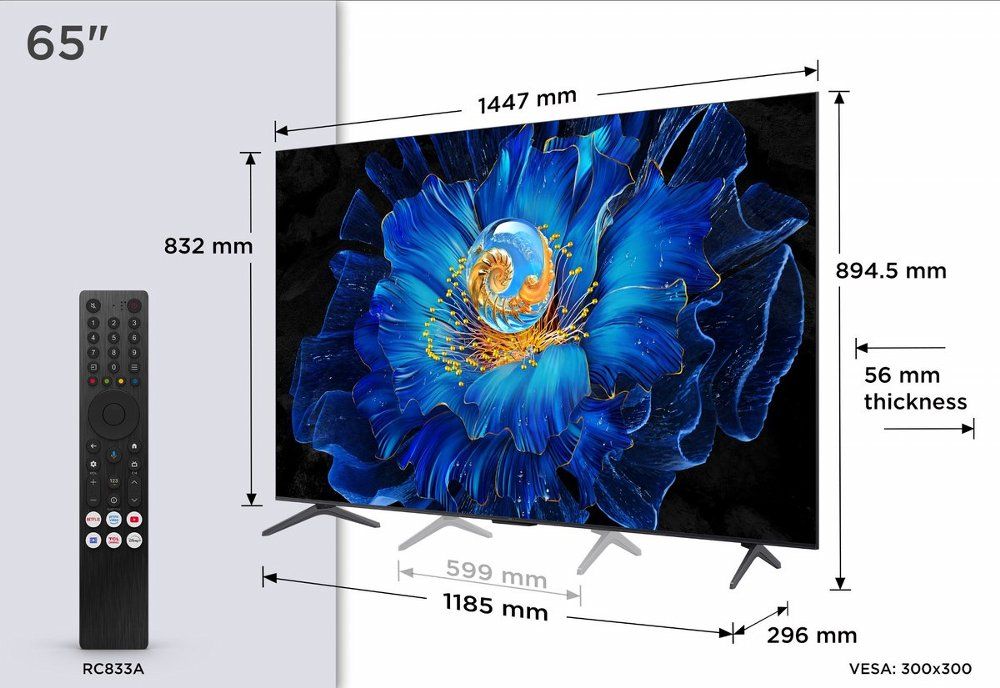 TCL 65C61KS | 65" 4K Ultra HD QD-MiniLED Smart TV | 60Hz | Google TV + Wifi | Dolby Vision | HDMI 2.1 (2025)