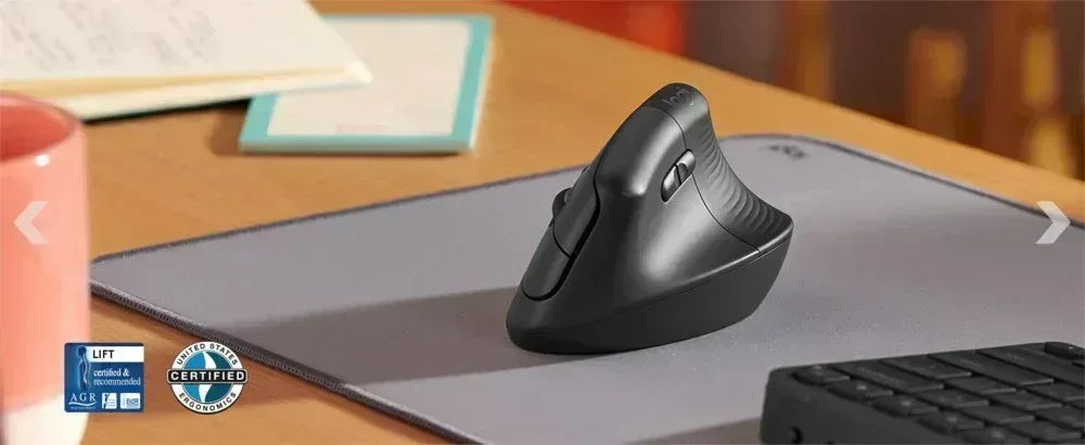 Logitech Lift | Ergonomische Draadloze Muis | Rechtshandig | RF + Bluetooth | 4000 DPI | Grafiet - Essentify