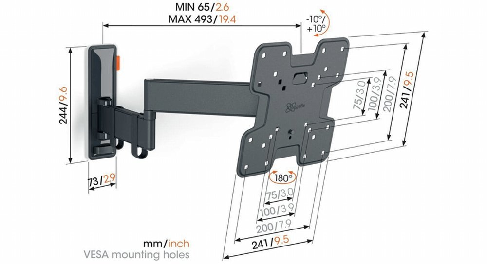 Vogel's Comfort TVM3245 | Draai- en kantelbare TV-beugel | 19-43" | max 15kg | VESA 400x400