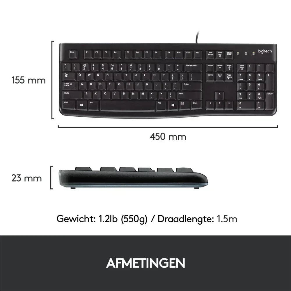 Logitech K120 | Zakelijk Bedraad Toetsenbord | QWERTY - Essentify