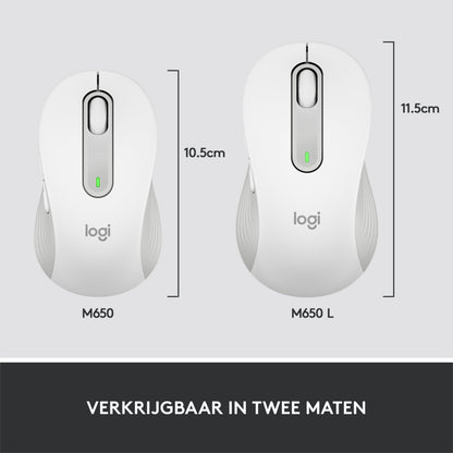 Logitech Signature M650 | Draadloze Muis | Rechtshandig | RF + Bluetooth | 2000 DPI | Wit