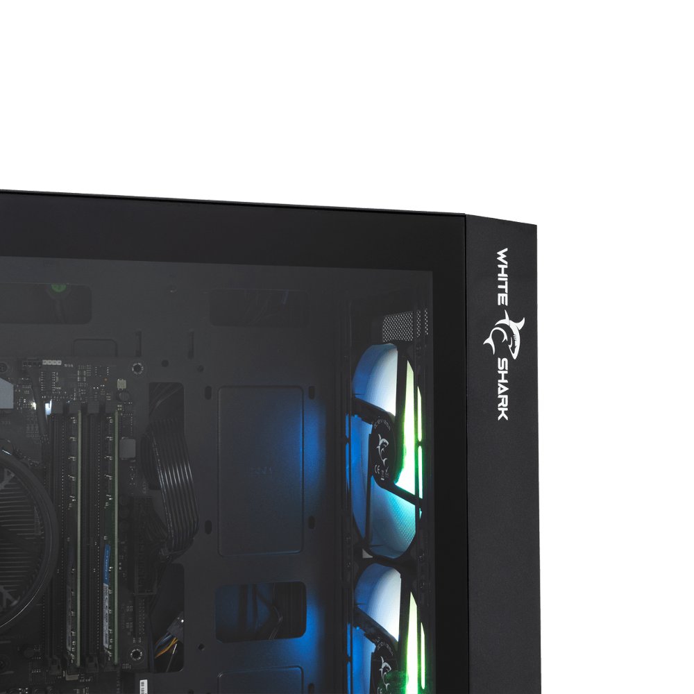 White Shark WARHEAD | Midi Tower Case | Inclusief 4 RGB Fans | Zwart