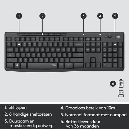 Logitech MK295 Silent | Draadloze Muis en Toetsenbordcombo | QWERTY - Essentify