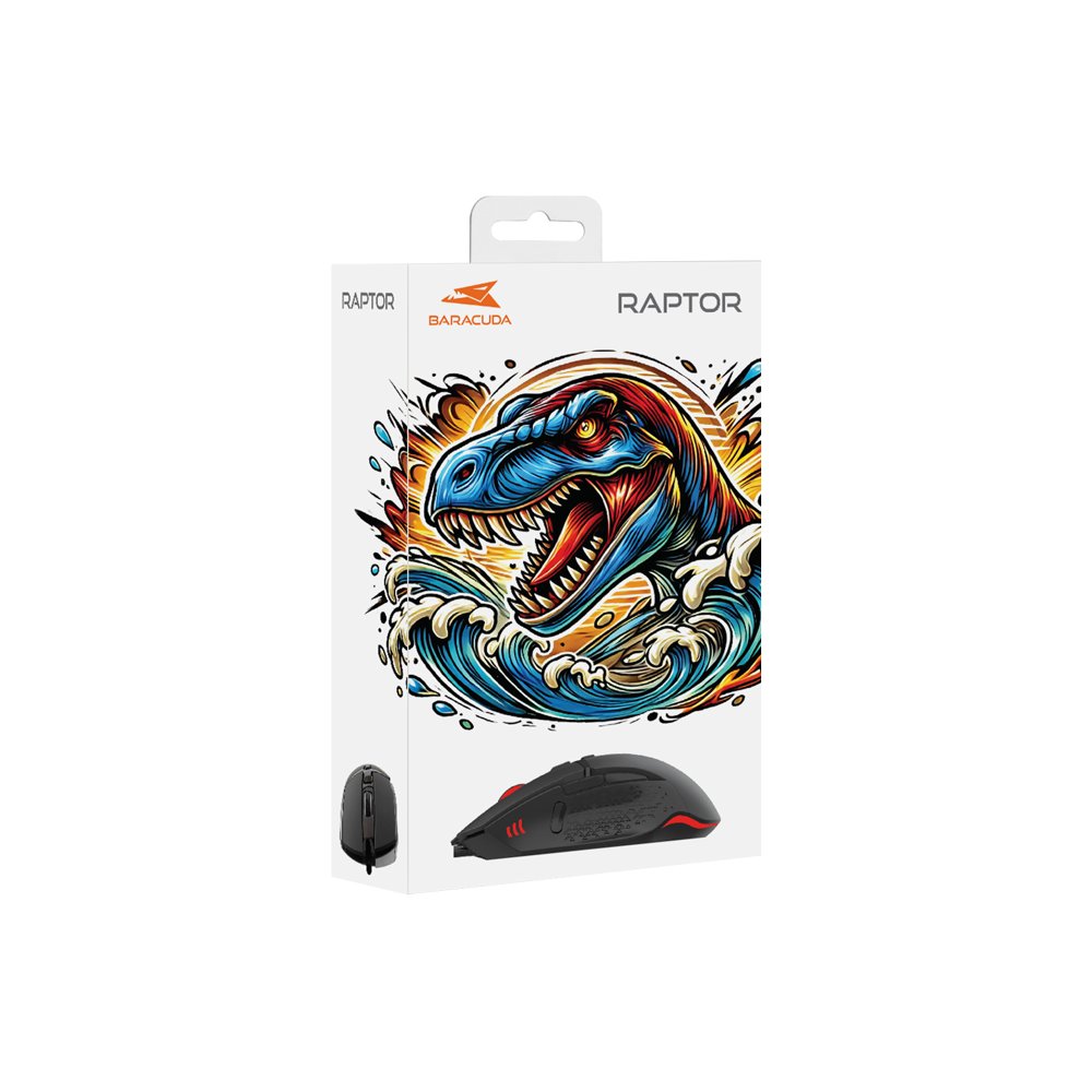 Baracuda RAPTOR RGB | Bedrade Gaming Muis | USB-A | 6400 DPI | Zwart - Essentify