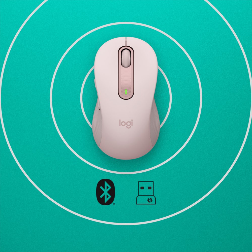 Logitech Signature M650 | Draadloze Muis | Rechtshandig | RF + Bluetooth | 2000 DPI | Roze