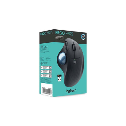 Logitech M575 Ergo Trackball for Business | Ergonomische Draadloze Muis | Rechtshandig | RF + Bluetooth | 2000 DPI | Grafiet