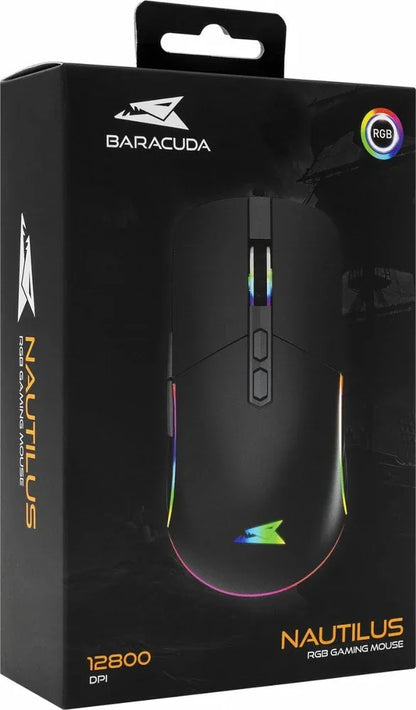 Baracuda NAUTILUS RGB | Bekabelde Gaming Muis | Rechtshandig | USB-A | 12800 DPI | Zwart - Essentify