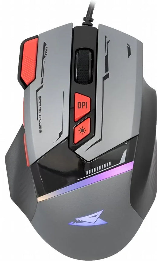 Baracuda MANTA RGB | Bekabelde Gaming Muis | Rechtshandig | USB-A | 12800 DPI | Grijs - Essentify