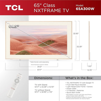 TCL NXTFRAME 65A300W | 65" 4K Ultra HD QLED Smart TV | Google TV | Dolby Vision | 120Hz