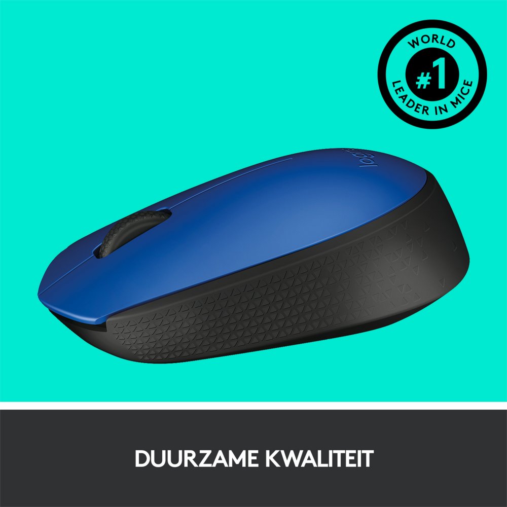 Logitech M171 | Draadloze Muis | Links- en Rechtshandig | RF | 1000 DPI | Zwart/Blauw