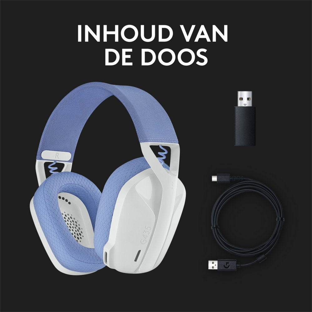 Logitech G G435 | Draadlooze Over-ear Gaming Headset | Bluetooth & USB-A Receiver | Wit/Lilac