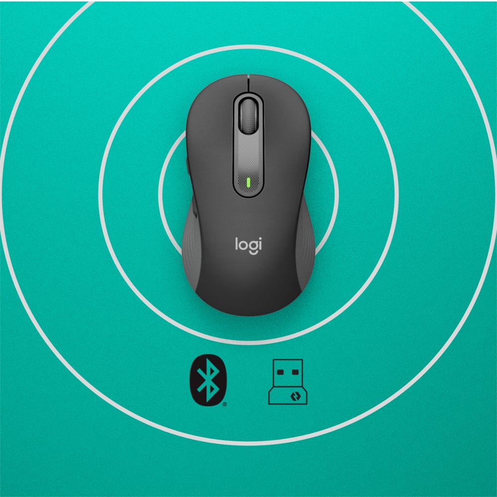 Logitech Signature M650 Large | Draadloze Muis | Rechtshandig | RF + Bluetooth | 2000 DPI | Grafiet