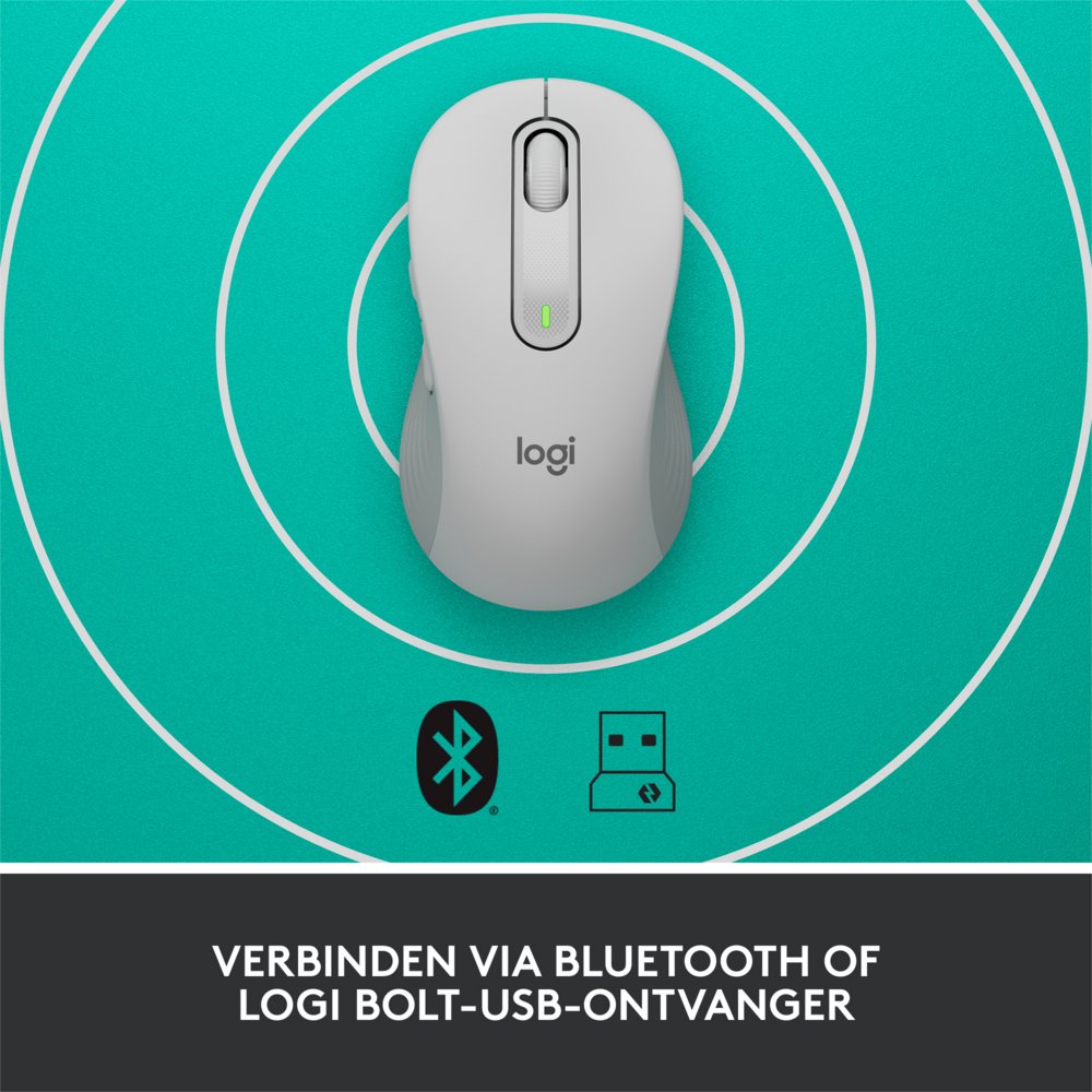 Logitech Signature M650 | Draadloze Muis | Rechtshandig | RF + Bluetooth | 2000 DPI | Wit