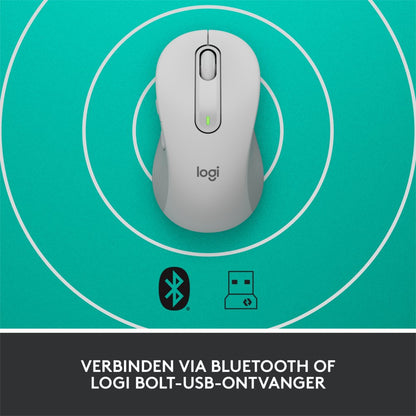 Logitech Signature M650 | Draadloze Muis | Rechtshandig | RF + Bluetooth | 2000 DPI | Wit