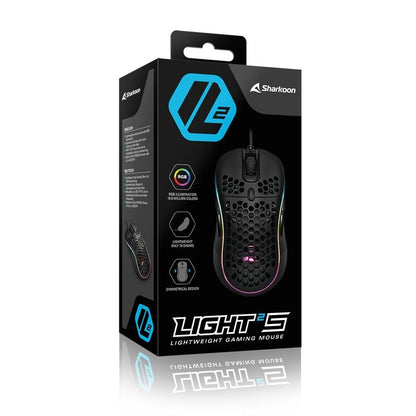 Sharkoon Light² S | Bekabelde Gaming Muis | Links- en Rechtshandig | USB-A | 6200 DPI | Zwart