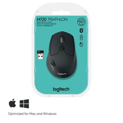 Logitech M720 Triathlon | Draadloze Muis | Rechtshandig | RF + Bluetooth | 1000 DPI | Zwart