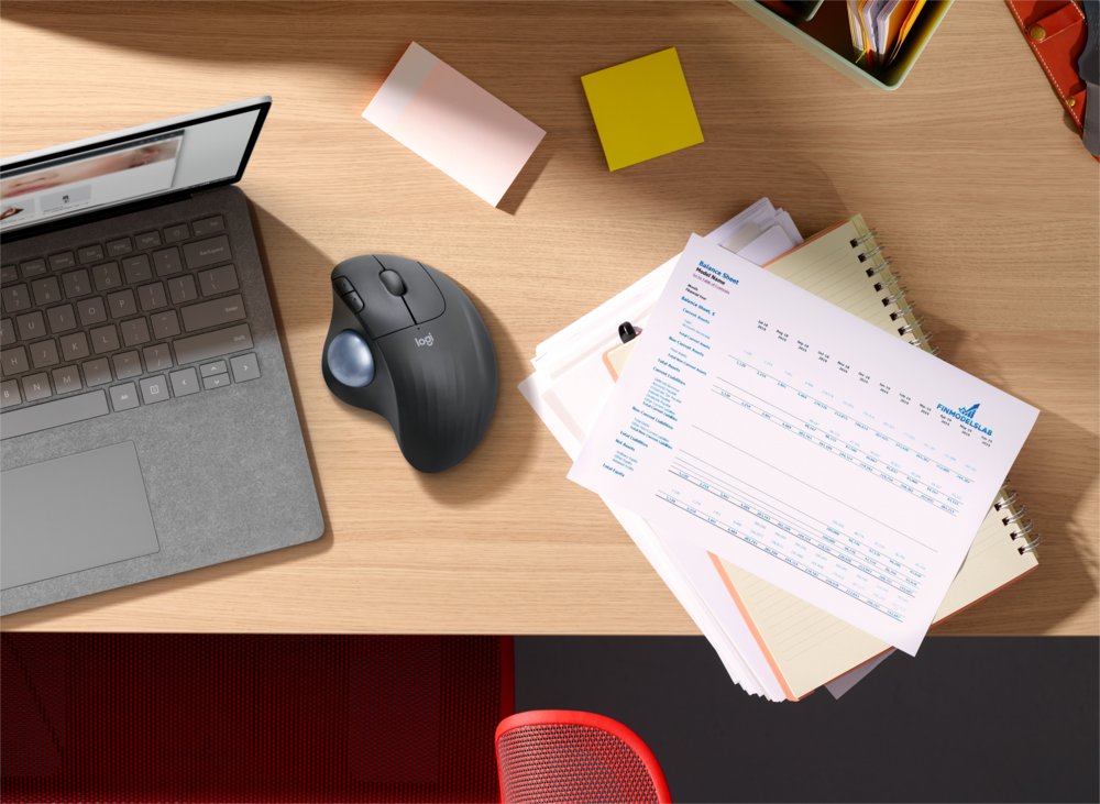 Logitech M575 Ergo Trackball for Business | Ergonomische Draadloze Muis | Rechtshandig | RF + Bluetooth | 2000 DPI | Grafiet