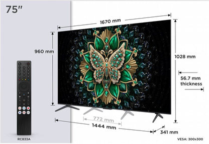TCL 75Q6C | 75" 4K Ultra HD QD-MiniLED | 120Hz | Google TV | Dolby Vision | HDMI 2.1 | Smart TV