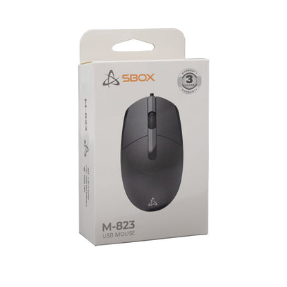 SBOX M-823B | Bedrade Muis | 1000 DPI | USB-A | Zwart | Retail