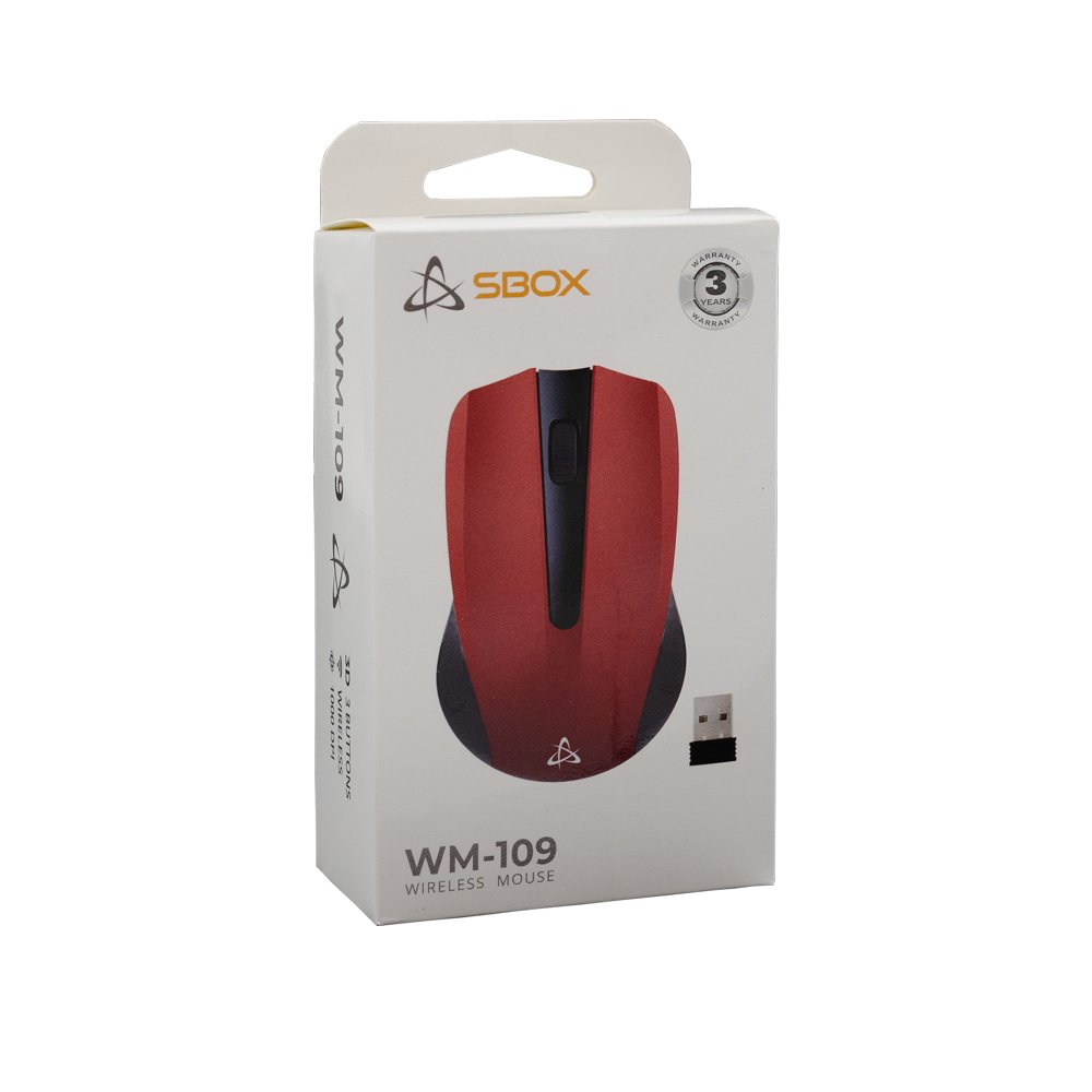 SBOX WM-109 Red | Draadloze Muis | Links- en Rechtshandig | RF | 1000 DPI | Rood